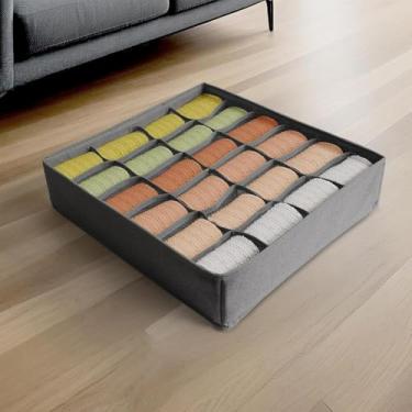 Imagem de Organizador de roupa íntima com 24 células, gaveta dobrável de tecido para cômoda, armário, caixas de armazenamento para gravatas, cintos