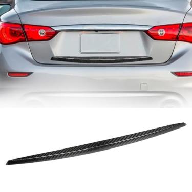 Imagem de FINMOKAL Capa de tira de acabamento de placa traseira de porta-malas de fibra de carbono compatível com Infiniti Q50 Q50S Q50L 2014-2017 (preto)