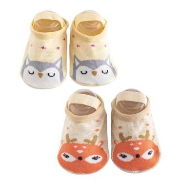 Imagem de Kit 2 Meias Sapatilhas Antiderrapante Pietra Baby Infantil Unissex Alg