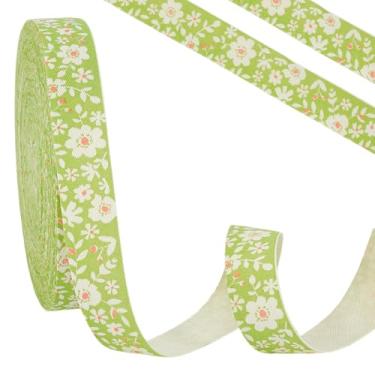 Imagem de PH PandaHall Fita com estampa de flores de 20 jardas, fita floral verde, 1,6 cm, tiras de algodão largas e macias para embrulhar presentes, faça você mesmo, laço de cabelo feito à mão, festival