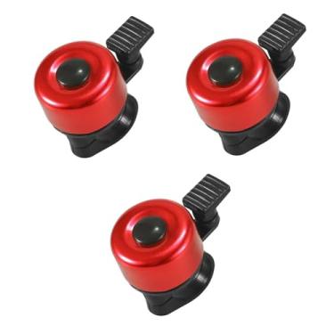 Imagem de Sino de bicicleta 2 pacotes com som melodioso alto clássico mini sino de bicicleta para crianças adultos buzina para scooter, mtb, bmx(3pcs red)