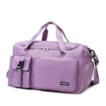Imagem de Clouism Bolsa de ginástica esportiva, bolsa de viagem seca e molhada para mulheres, bolsa tiracolo de natação, bolsa de viagem ao ar livre, bolsa de viagem de fim de semana, Roxa, One Size