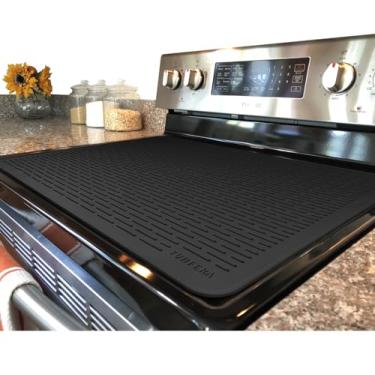 Imagem de Tampa superior YUHFERA para fogão elétrico - Capa protetora de silicone para cooktop de vidro, tapete de secagem de pratos GG para cozinha (preto, 71 x 51 cm)