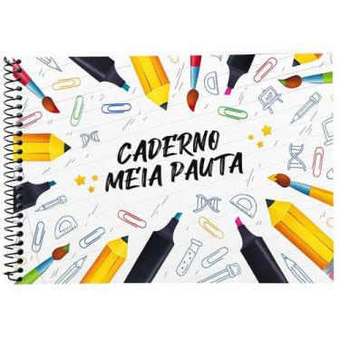 Imagem de Caderno Meia Pauta espiral capa dura horizontal 96 folhas - Marca