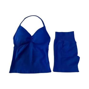 Imagem de Conjunto De Top E Shorts Sem Costura De Cintura Alta Para Academia, Ro