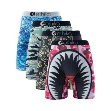 Imagem de Conjunto De 4 Cuecas Boxer Masculinas plus Size Respiráveis ETHIKA Com