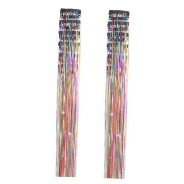 Imagem de KiBcsLic 12x Apliques de Cabelo Brilhantes e Resistentes ao Calor, 50cm, com Mechas Cintilantes, Ideais para Lembrancinhas, Casamentos, Fantasias e Shows, Colorida