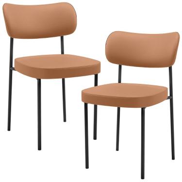 Imagem de Kit 02 Cadeiras Decorativa Estofada Para Sala De Jantar Melina L02 Couríssimo Mocca - Lyam Decor