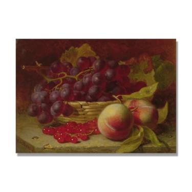 Imagem de Arte em tela vintage de frutas mortas, pintura clássica de cozinha country, decoração de parede de casa de fazenda quente para sala de jantar e cozinha. B26. 40 x 56 cm-15,7 x 20,1 pol. Somente tela