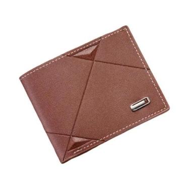 Imagem de Carteira Casual Masculina Curta Multi-Cartões Tri-Fold Fina E Macia Pa