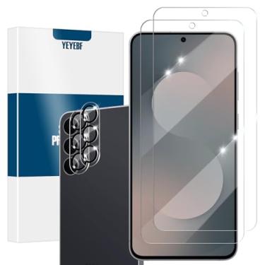 Imagem de YEYEBF Protetor de tela para Samsung Galaxy S25 FE, [2 + 2 unidades] de vidro temperado e lentes de câmera [Desbloqueio ultrassônico de impressão digital] [compatível com capas] [sem bolhas] protetor