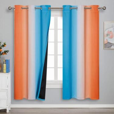 Imagem de Cortinas Estelar Textiler Ombre Laranja Azul 107x183 cm