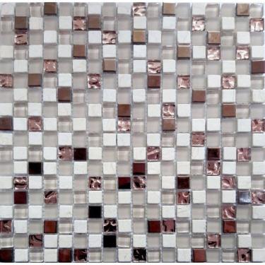 Imagem de Kit 1m² Pastilha de Vidro Marmore 30cm X 30cm Rosé Gold