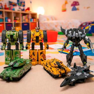 Imagem de Brinquedo Guerreiro Robô Militar Transforma Carro Kit 3pçs