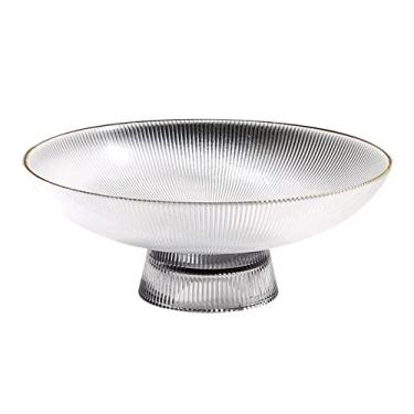 Imagem de Pratos de frutas decoração moda e simples prático prato de frutas de vidro multifuncional bacia de doces de pé alto bandeja de lanche de grande capacidade pratos de frutas/prato de frutas (tamanho: CH