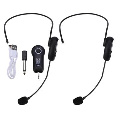 Imagem de Heayzoki de Microfone Sem Fio, Microfone Portátil de Ouvido de 2,4 G Com Plugue de 3,5 Mm e 6,35 Mm, Alcance de 50 Metros para Guia Turístico de Ensino de Fitness Alto-falante (1 por 2)