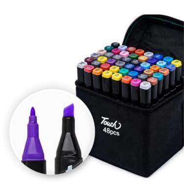 Imagem de Caneta Marcador Para Colorir Desenho Profissional 24, 36, 48, 60, 80, 100, 120, 168 Cores Conjunto De Canetinhas Pontas Duplas Codificados por Cores Vivas para Desenho (48)