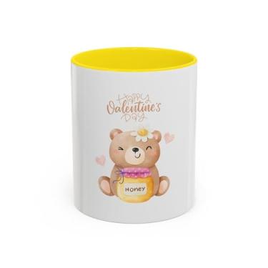 Imagem de Caneca de urso feliz dia dos namorados – copo de café com detalhe de pote de mel fofo