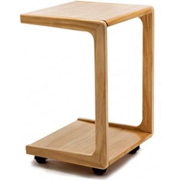 Imagem de Mesa de cabeceira simples para computador, sofá, mesa lateral, mini mesa de centro pequena removível de madeira maciça para quarto