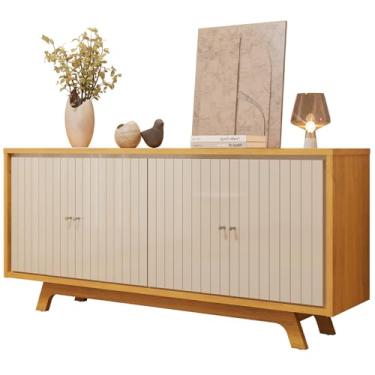 Imagem de Aparador Buffet Para Sala de Jantar 4 Portas 180cm Junia D05 Cedro Off White - Lyam Decor