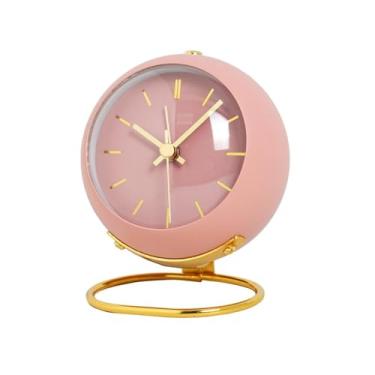 Imagem de Despertador para quarto, relógio de mesa eletrônico criativo nórdico minimalista novo desktop cabeceira estudante silencioso ponteiro luminoso relógio de mesa (rosa)