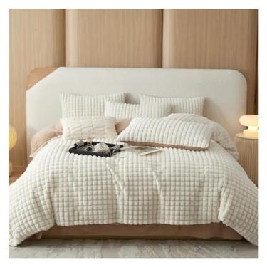 Imagem de Conjunto de cama de veludo artificial para outono e inverno, quente e aconchegante, conjunto de edredom de pelúcia macia grau A, conjunto de cama (AAA EUA tamanho casal, 4 peças)