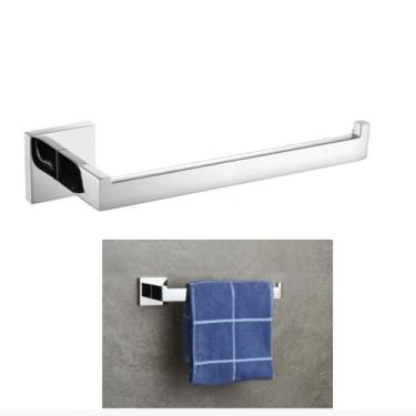 Imagem de Suporte de toalha polido cromado para banheiro de aço inoxidável, gancho de barra de toalha, acessórios de banheiro, suporte de toalha de mão