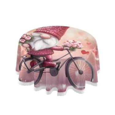 Imagem de Qilmy Toalha de mesa redonda de palmeira de treliça verde, 152 cm, resistente à água, à prova de derramamento, capa de mesa grande para jantar de reunião de família em ambientes internos e externos