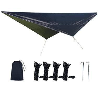 Imagem de Barraca Fly Lona Vela Toldo Chuva Sombra Abrigo de Camping com Estacas Corda Sacola Armazenamento para Pátio Jardim Atividades no Quintal