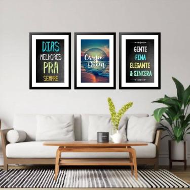 Imagem de Kit 3 Quadros Grandes Carpe Diem 60X48Cm