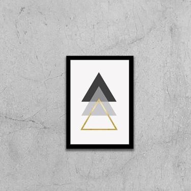 Imagem de Quadro Abstrato Geométrico Triângulo Cinza/Preto 33X24 Preta