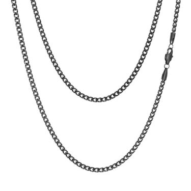 Imagem de Colar de corrente de elos cubanos para homens e mulheres, banhado a ouro, prata, preto, aço inoxidável, grosso, colar hip hop, 3 mm/4 mm/5 mm/6 mm/7 mm/8 mm de largura, 45 a 66 cm, joias duráveis