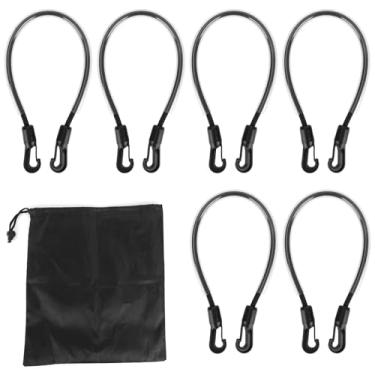 Imagem de 6un Conjunto de Tiras Fixação para Patas Cavalo com Bolsa Armazenamento, Tira Cauda Elástica Ajustável 55cm com Clipes Extremidade Dupla para Mantas e Cobertores Inverno Cavalos (Preto)