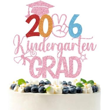 Imagem de Pink Glitter 2026 Kindergarten Grad Cake Topper, Straight Outta Kindergarten/Out Pre-K, 2026 Pre-K Graduation Party Decorations Supplies