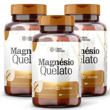 Imagem de Magnésio Quelato 420mg - Suplemento de Alta Biodisponibilidade com 60 Cápsulas - Auxilia no Relaxamento Muscular, Saúde Nervosa e Metabolismo Energético - Alta Absorção e Pureza - Vegano - 3 potes