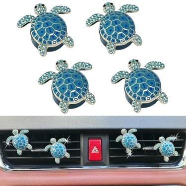 Imagem de Difusor de saída de ar de carro em forma de tartaruga fofo - Aromatizador de ar com fragrância de encaixe para carros com aromas substituíveis - Eliminador de odores de decoração de interiores