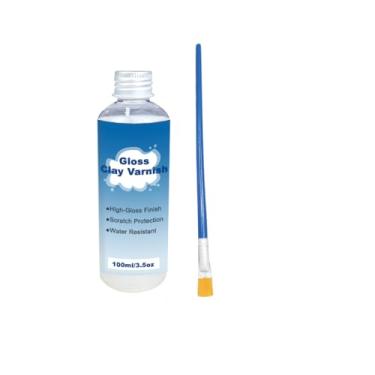 Imagem de Esmalte de argila seca ao ar de 100 ml, com pincel de pintura, verniz de argila, brilho de argila seca ao ar, verniz de argila para cerâmica, tinta de argila rachada, kit de tintas para argila para