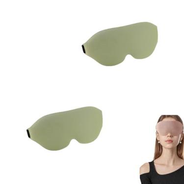 Imagem de PLAYTHROUGH Máscara de dormir 2 peças, máscara de dormir 3D com alça elástica ajustável para viagem de soneca, leve (verde)