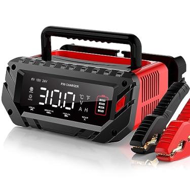 Imagem de Carregador de bateria de carro de 30 AMP, chumbo ácido 6V/12V/24V, lítio, carregador de bateria inteligente LiFePo4, carregador de tela grande, carregadores e mantenedores totalmente automáticos para