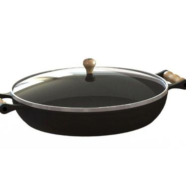 Imagem de Frigideira Paella Ferro Fundido com Tampa de Vidro 36Cm