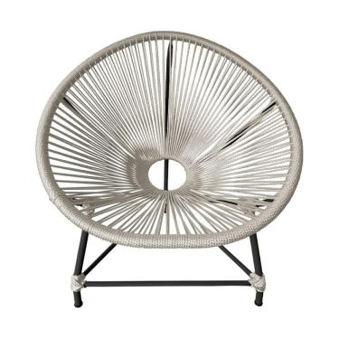 Imagem de Cadeira Acapulco Corda Náutica Base Em Alumínio Preto-areia - Cor: Bege