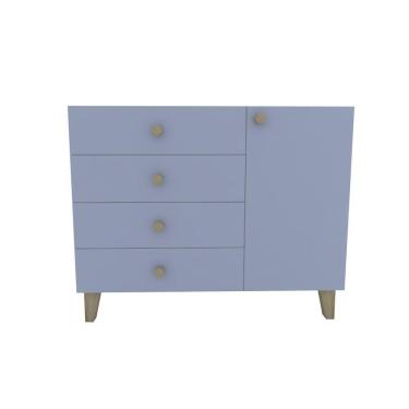 Imagem de Cômoda 4 Gavetas 1 Porta 112x91x47 Azul Sereno - Mdf Arauco