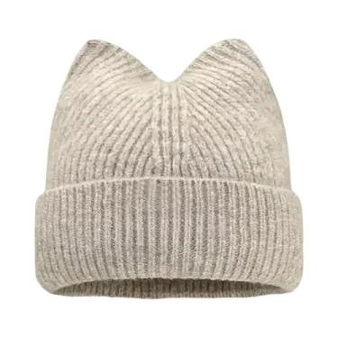 Imagem de Gorro Feminino De Lã Quente Com Orelhas De Gato, Estilo Coreano, Para 
