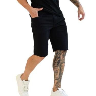 Imagem de Bermuda Social Sarja Masculina Slim Bolso - Mitchelgutto, Preto, 46