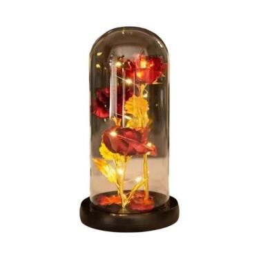 Imagem de Decoração De Flor Artificial Imitando Rosa Com Luz LED Transparente Pa