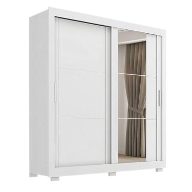 Imagem de Guarda Roupas Casal Com Espelho 2 Portas De Correr 4 Gavetas Siena Branco
