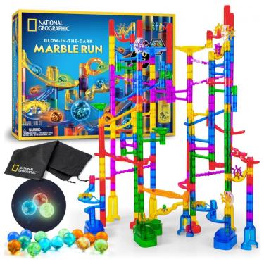 Imagem de Pista de Canicas Brilhantes 150 Peças com 30 Canicas Glow-in-the-Dark e Bolsa de Armazenamento, Brinquedo STEM para Meninos e Meninas –