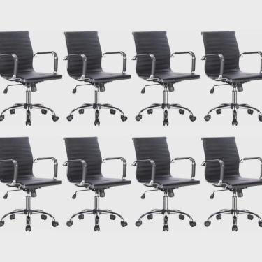 Imagem de Kit 8 Cadeiras para Escritório Diretor Esteirinha Office