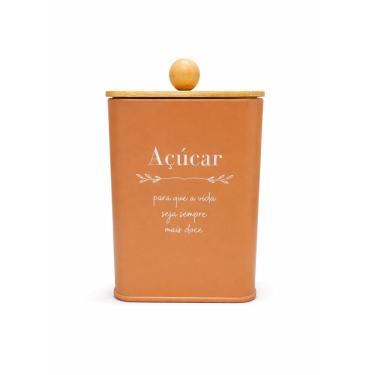 Imagem de Pote Para Açucar Com Tampa Hermética De Bambu Terracota