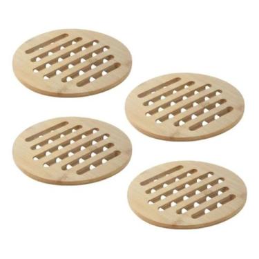 Imagem de Kit 4 Descanso de Panela Redondo Ecokitchen 19,5cm Mimo  Bambu BM19140